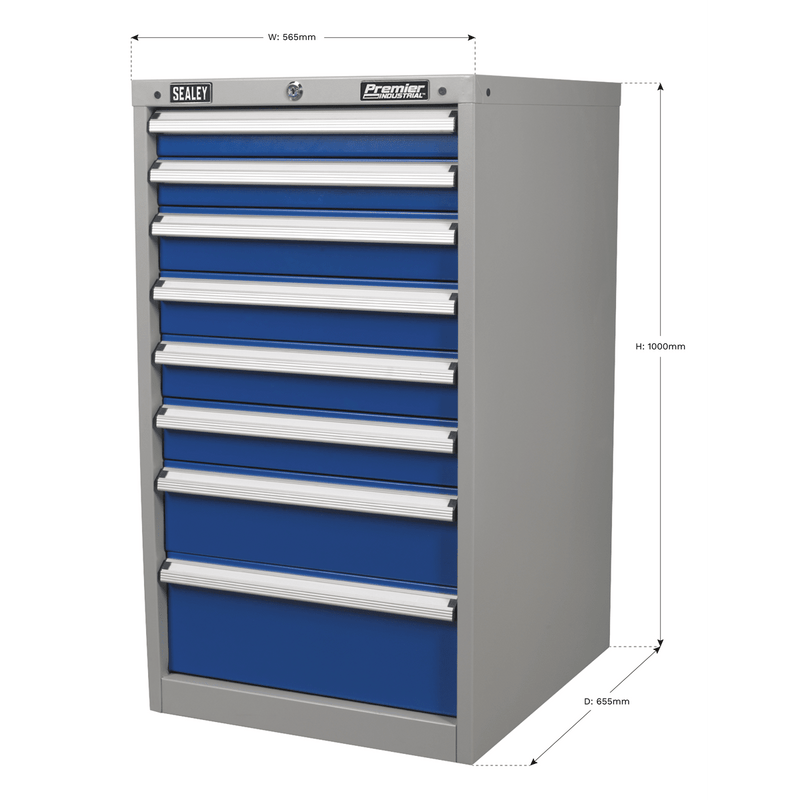Sealey API5658 Premier Industrial™ Industrial Cabinet 8 Drawer - API5658 - Sealey Tools UK - Trade Counter Direct