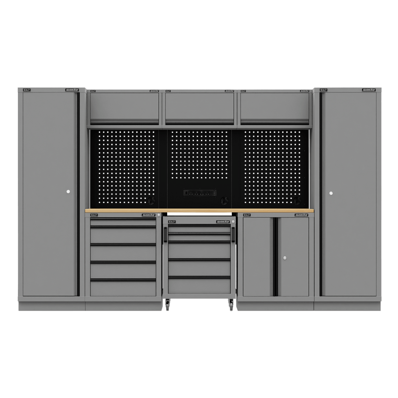 Sealey APMSBESTACK01W Superline PRO® Black Edition Storage System with Rubber Wood Worktop 3.24m - APMSBESTACK01W - Sealey Tools UK - Trade Counter Direct