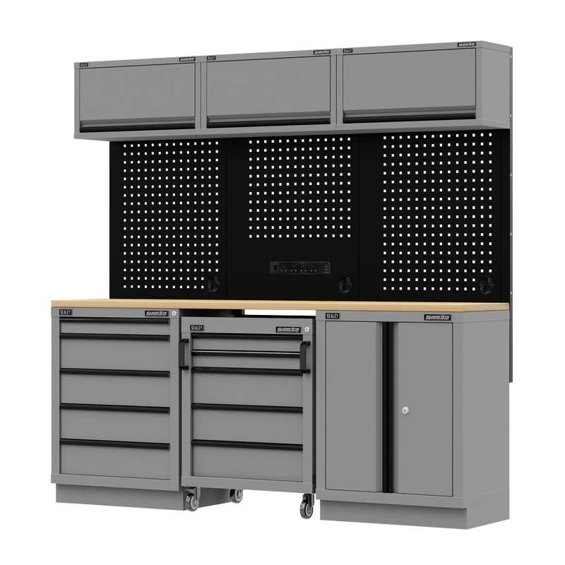 Sealey APMSBESTACK03W Superline PRO® Black Edition Storage System with Rubber Wood Worktop 2.04m - APMSBESTACK03W - Sealey Tools UK - Trade Counter Direct