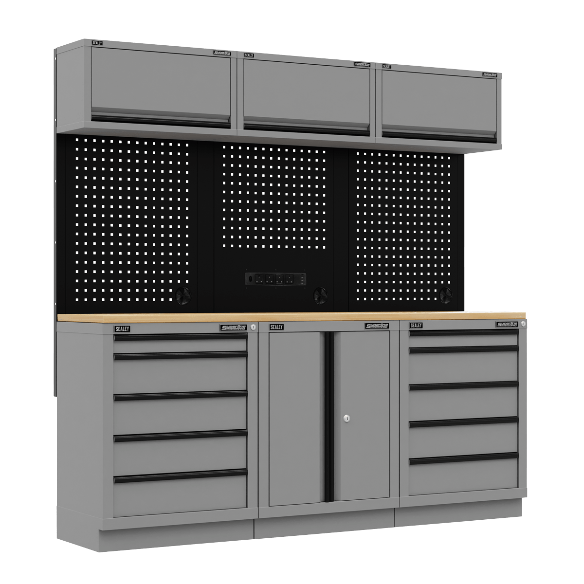 Sealey APMSBESTACK04WW Superline PRO® Black Edition Storage System with Rubber Wood Worktop 2.04m - APMSBESTACK04WW - Sealey Tools UK - Trade Counter Direct
