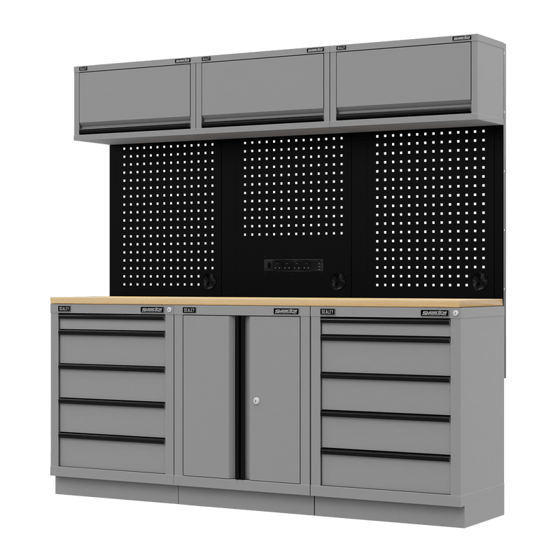 Sealey APMSBESTACK04WW Superline PRO® Black Edition Storage System with Rubber Wood Worktop 2.04m - APMSBESTACK04WW - Sealey Tools UK - Trade Counter Direct