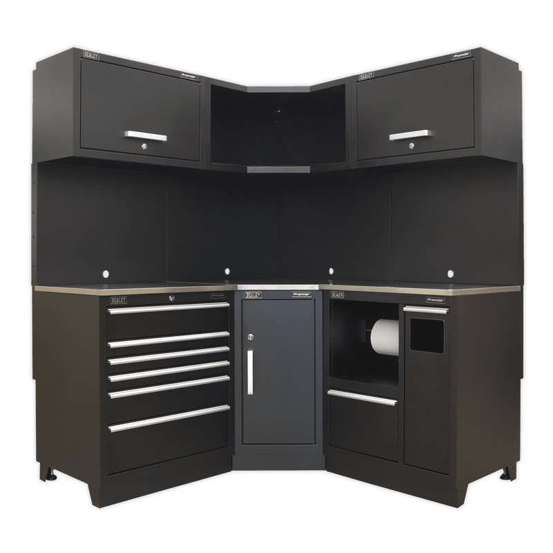 Sealey APMSCOMBO6SS Premier 1.7m Corner Storage System - Stainless Worktop - APMSCOMBO6SS - Sealey Tools UK - Trade Counter Direct