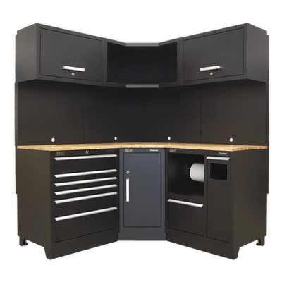 Sealey APMSCOMBO6W Premier™ Corner Storage System with Hardwood Worktop 1.71m - APMSCOMBO6W - Sealey Tools UK - Trade Counter Direct