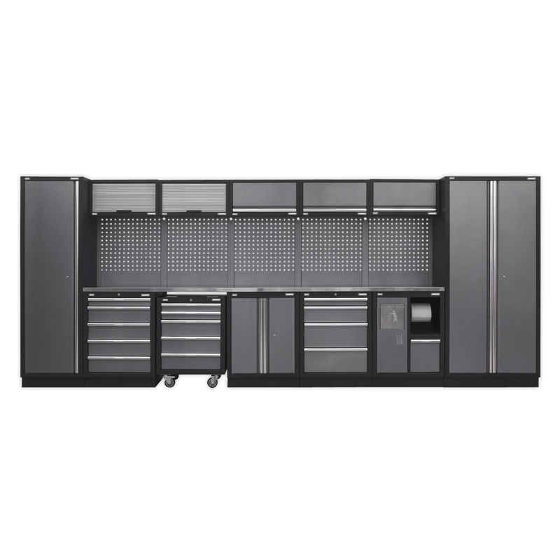Sealey APMSSTACK01SS Superline Pro 4.9m Storage System - Stainless Worktop - APMSSTACK01SS - Sealey Tools UK - Trade Counter Direct