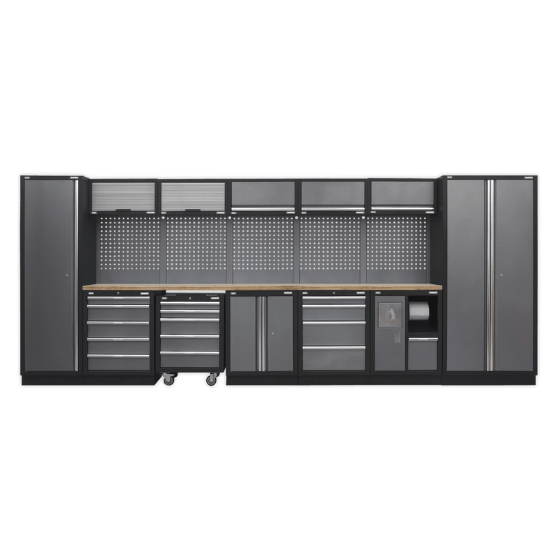 Sealey APMSSTACK01W Superline Pro 4.9m Storage System - Wood Worktop - APMSSTACK01W - Sealey Tools UK - Trade Counter Direct