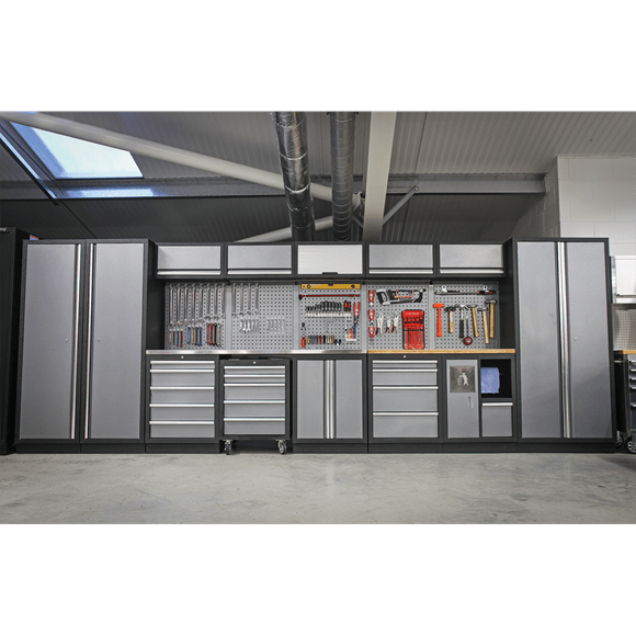 Sealey APMSSTACK01W Superline Pro 4.9m Storage System - Wood Worktop - APMSSTACK01W - Sealey Tools UK - Trade Counter Direct