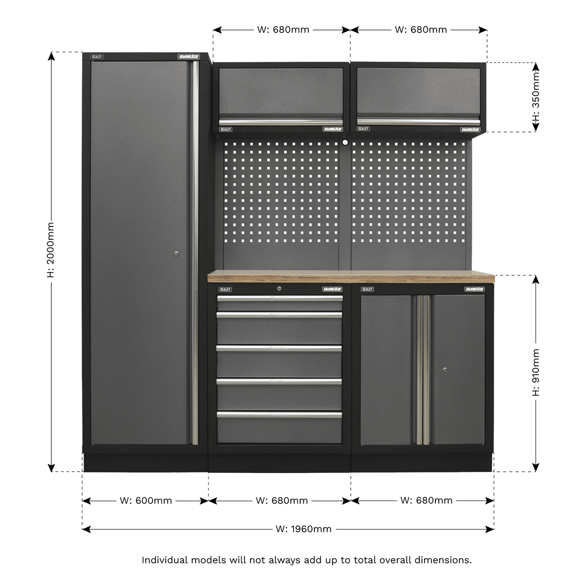 Sealey APMSSTACK02W Superline Pro 2.0m Storage System - Wood Worktop - APMSSTACK02W - Sealey Tools UK - Trade Counter Direct