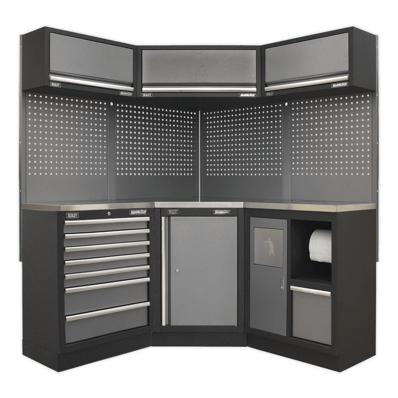 Sealey APMSSTACK08SS Superline Pro 1.6m Corner Storage System - Stainless Worktop - APMSSTACK08SS - Sealey Tools UK - Trade Counter Direct