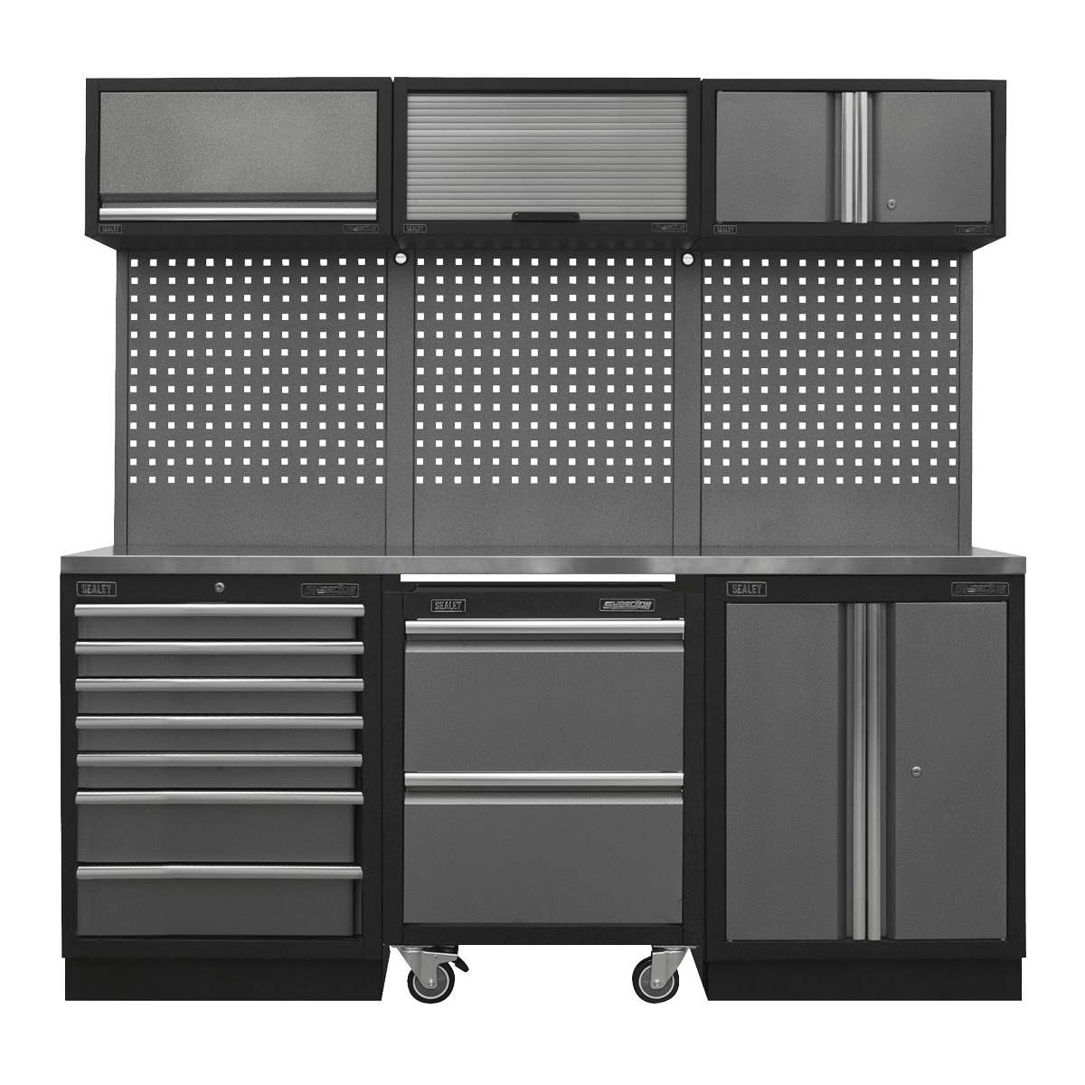 Sealey APMSSTACK12SS Superline Pro 2.04m Storage System - Stainless Steel Worktop - APMSSTACK12SS - Sealey Tools UK - Trade Counter Direct