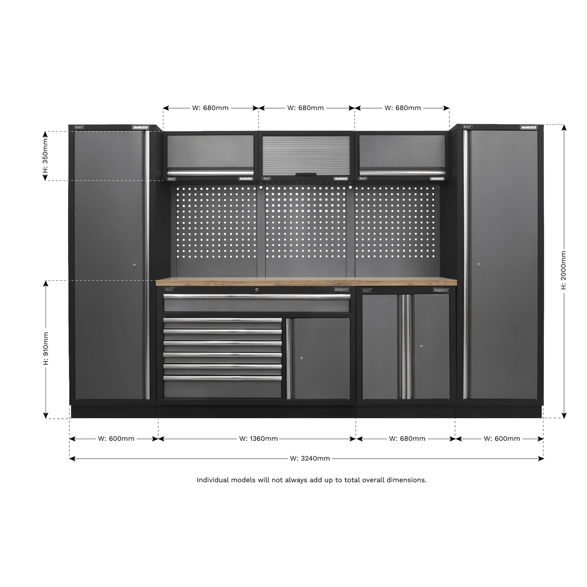 Sealey APMSSTACK13W Superline Pro 3.24m Storage System - Pressed Wood Worktop - APMSSTACK13W - Sealey Tools UK - Trade Counter Direct
