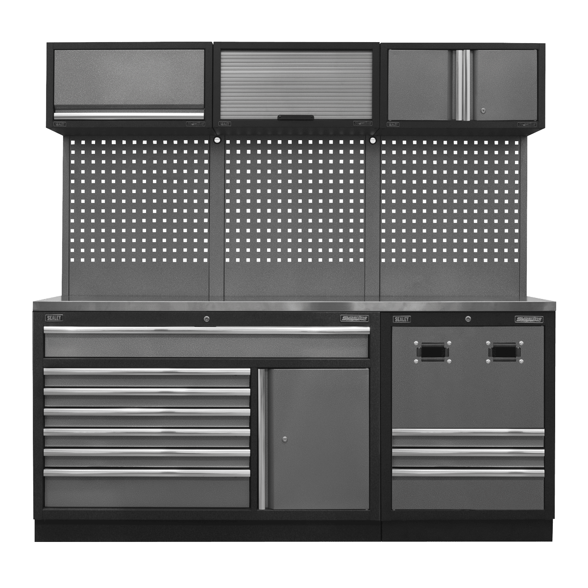 Sealey APMSSTACK14SS Superline PRO® Modular Storage System Combo with Stainless Steel Worktop - APMSSTACK14SS - Sealey Tools UK - Trade Counter Direct