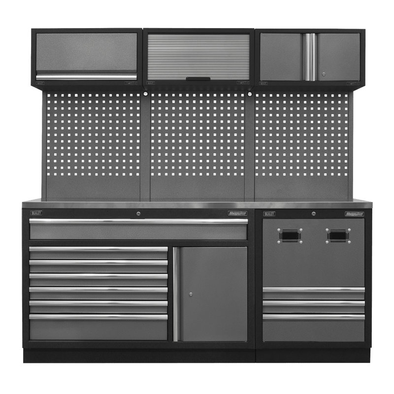 Sealey APMSSTACK14SS Superline PRO® Modular Storage System Combo with Stainless Steel Worktop - APMSSTACK14SS - Sealey Tools UK - Trade Counter Direct