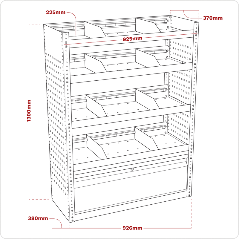 Sealey APMSVCOMBO1 Superline PRO® Modular Flat Shelf Van Storage System - APMSVCOMBO1 - Sealey Tools UK - Trade Counter Direct