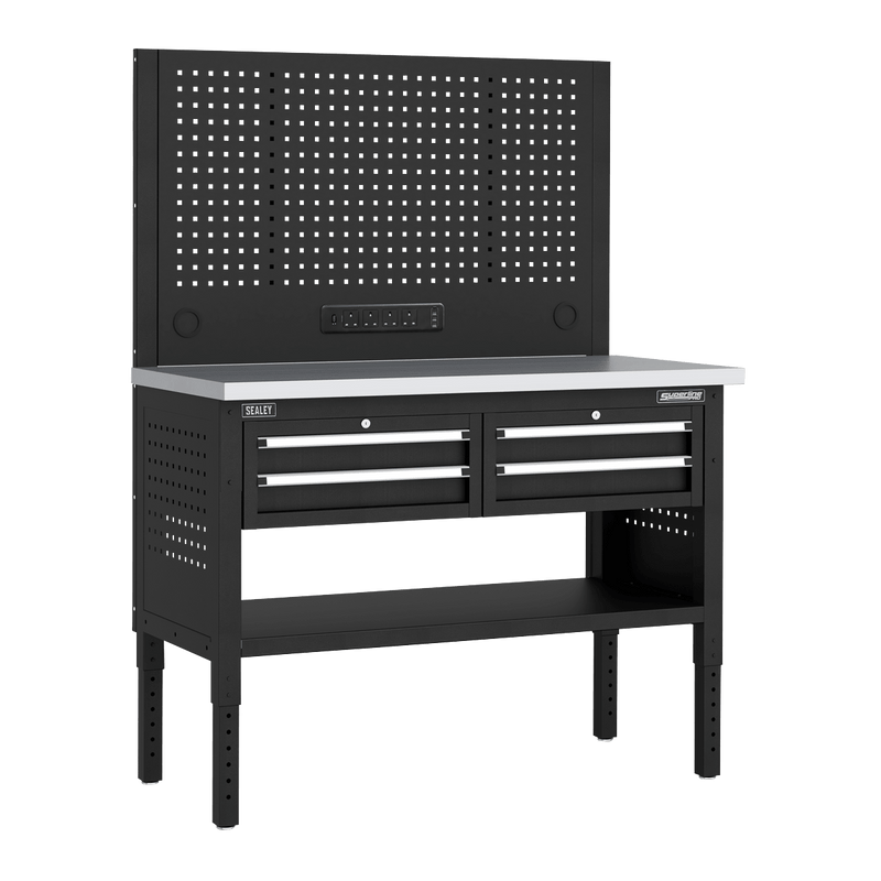 Sealey APMWB50COMBO2SS Superline PRO® Modular Workbench with 4 Drawers Stainless Steel Worktop 1265mm - APMWB50COMBO2SS - Sealey Tools UK - Trade Counter Direct