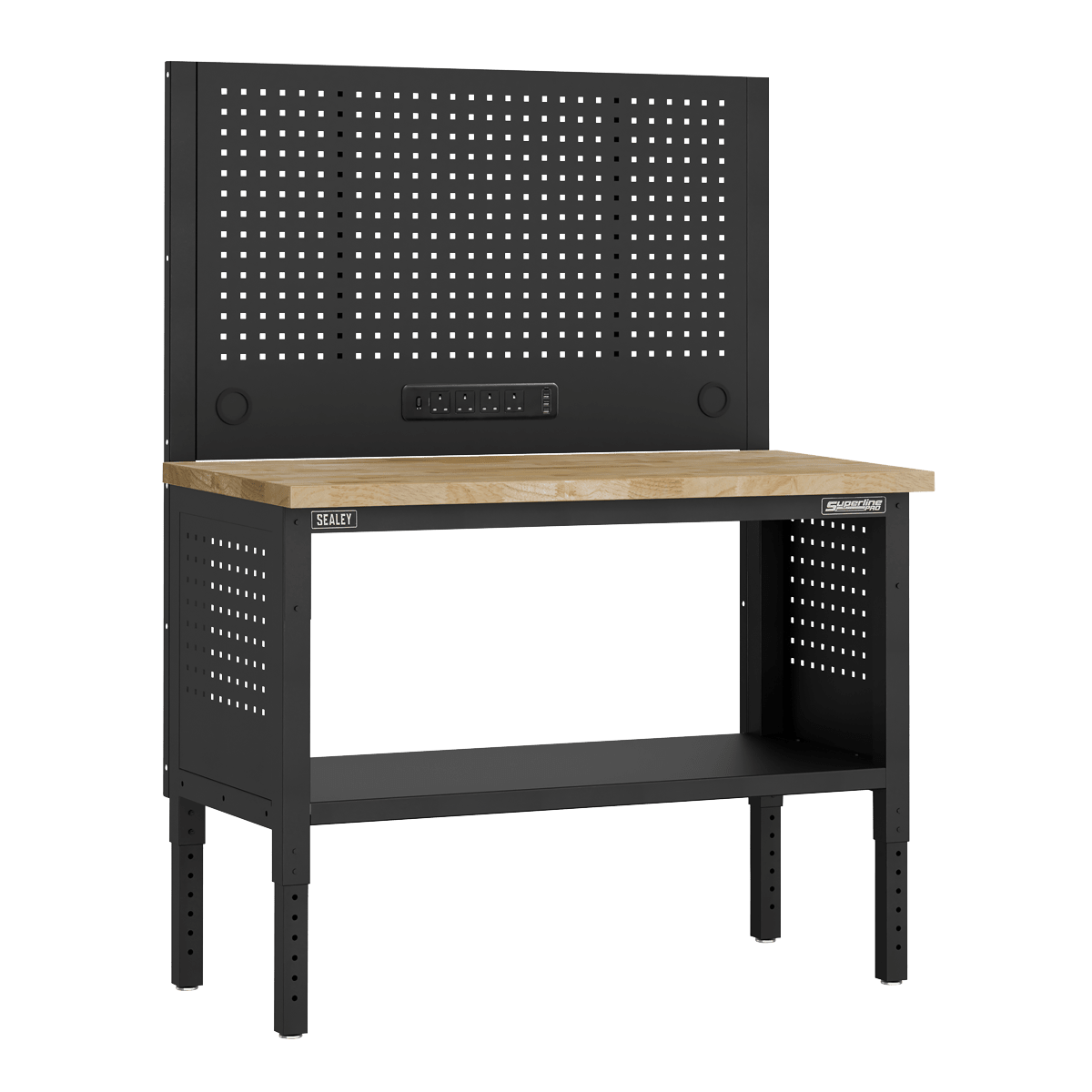 Sealey APMWB50COMBOW Superline PRO® Modular Workbench with Pegboard Back Panel Wooden Worktop 1265mm - APMWB50COMBOW - Sealey Tools UK - Trade Counter Direct