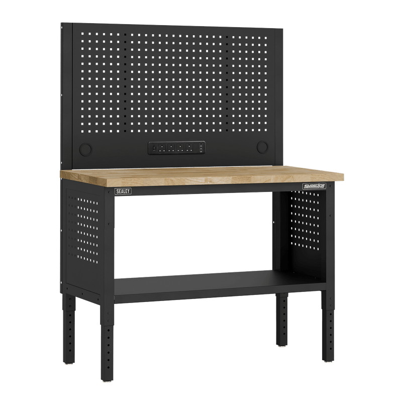 Sealey APMWB50COMBOW Superline PRO® Modular Workbench with Pegboard Back Panel Wooden Worktop 1265mm - APMWB50COMBOW - Sealey Tools UK - Trade Counter Direct