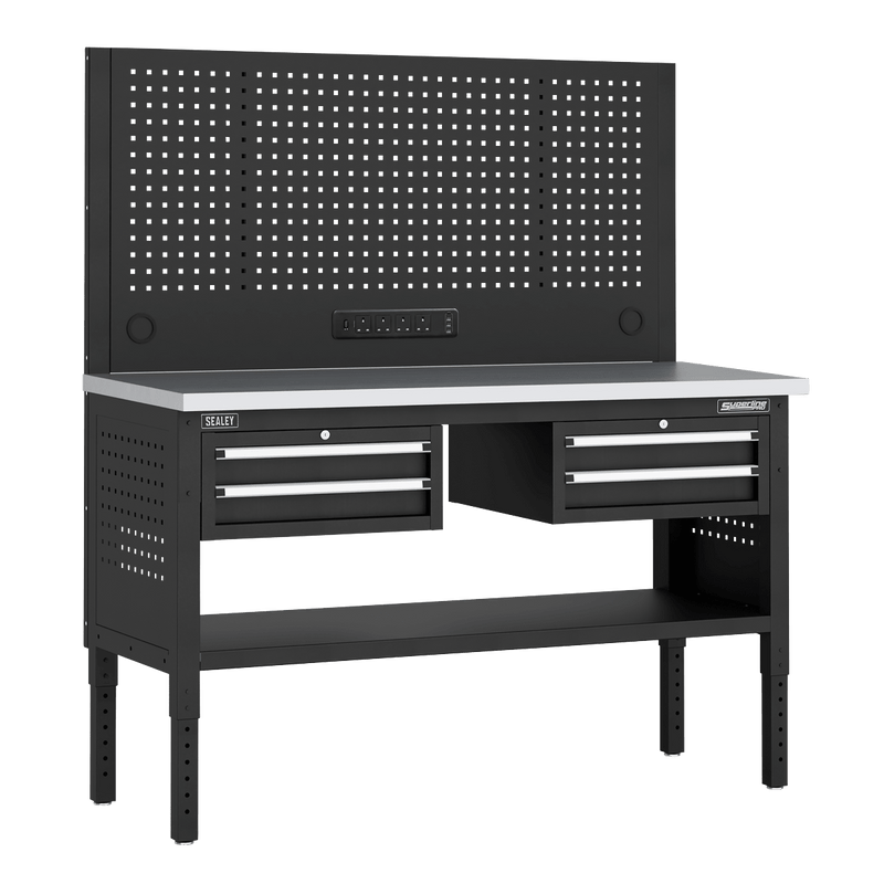 Sealey APMWB60COMBO3SS Superline PRO® Modular Workbench with 4 Drawers Stainless Steel Worktop 1525mm - APMWB60COMBO3SS - Sealey Tools UK - Trade Counter Direct