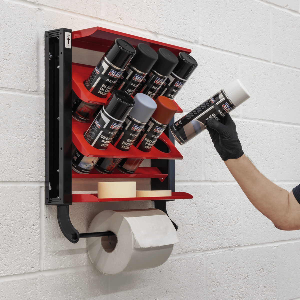 Sealey APSCR8 Spray Can Storage Rack with 8 Can Holders - APSCR8 - Sealey Tools UK - Trade Counter Direct