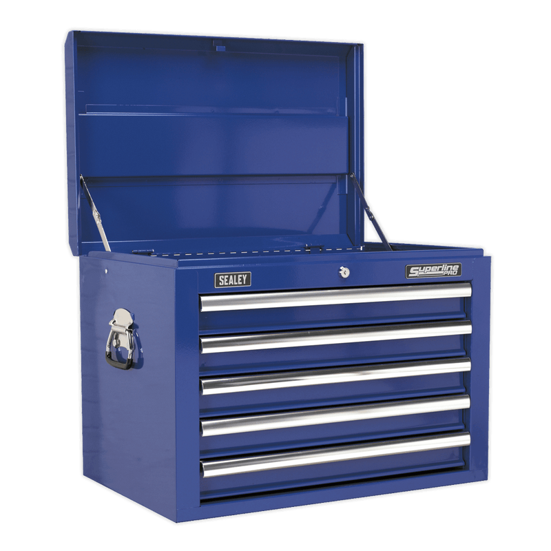 Sealey APSTACKTC Superline PRO® Topchest, Mid-Box Tool Chest & Rollcab Combination 14 Drawer - Blue - APSTACKTC - Sealey Tools UK - Trade Counter Direct