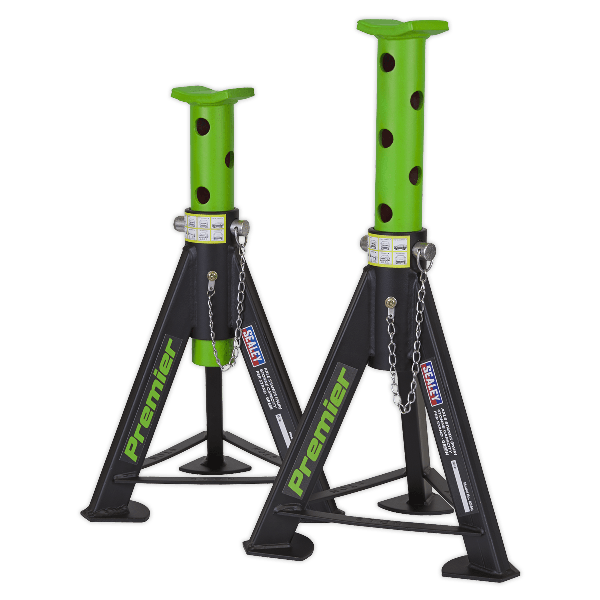 Sealey AS6G Axle Stands (Pair) 6tonne Capacity per Stand - Green - AS6G - Sealey Tools UK - Trade Counter Direct