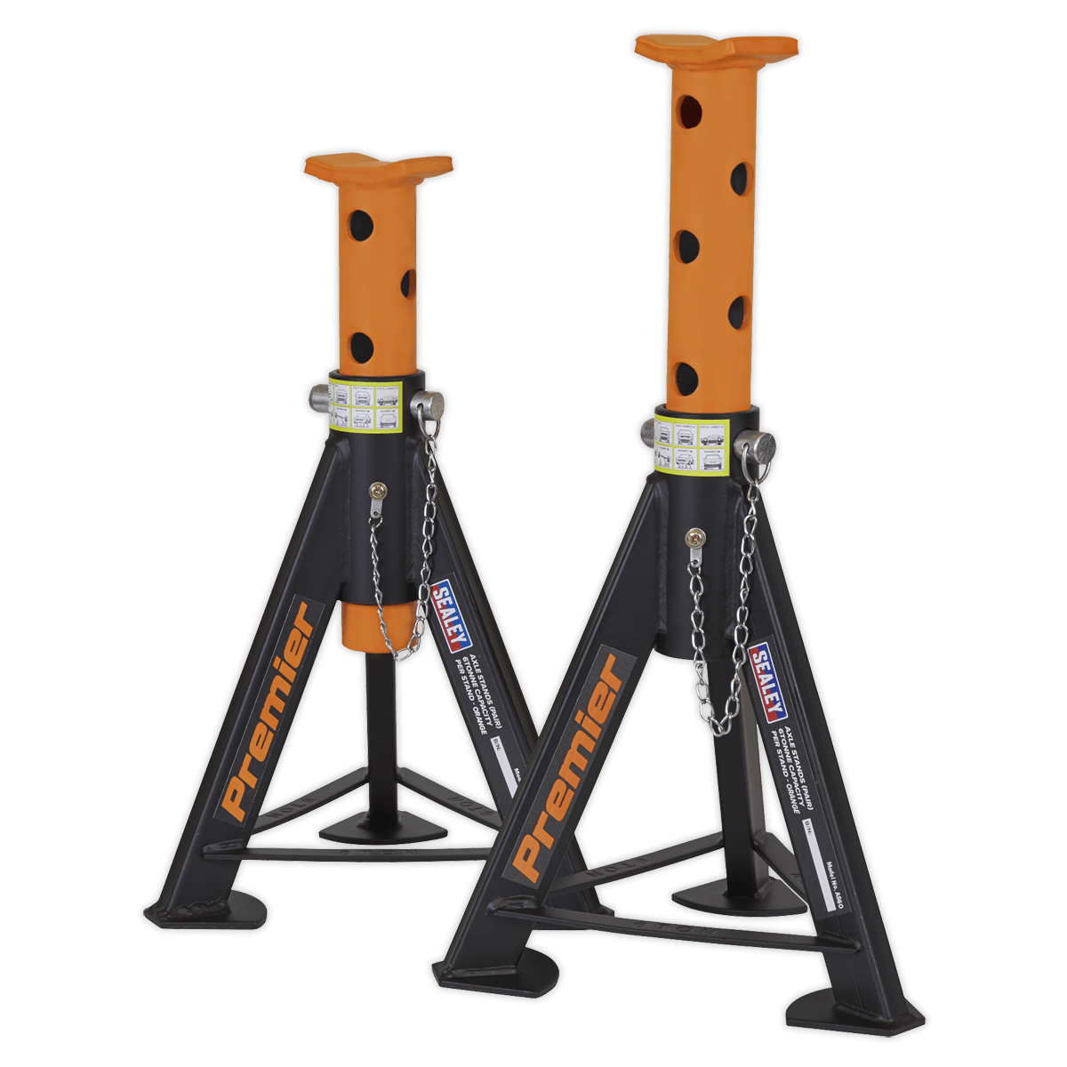 Sealey AS6O Axle Stands (Pair) 6tonne Capacity per Stand - Orange - AS6O - Sealey Tools UK - Trade Counter Direct
