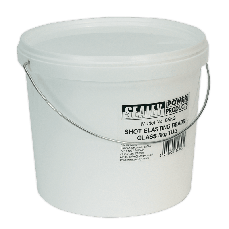 Sealey B5KG Shot Blasting Beads Glass 5kg Plastic Tub - B5KG - Sealey Tools UK - Trade Counter Direct