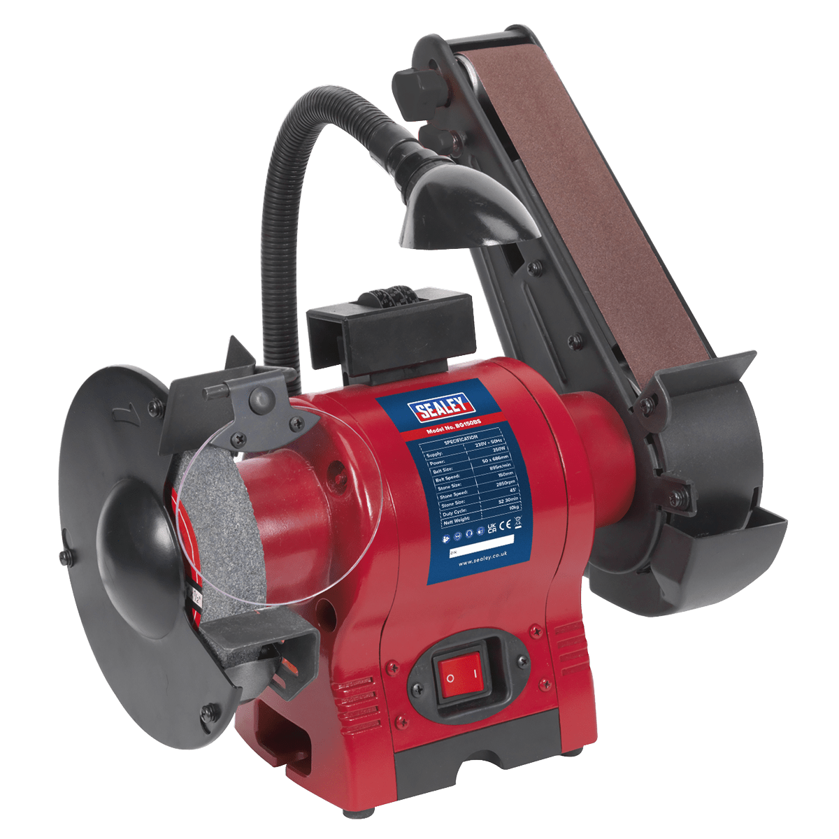 Sealey BG150BS Bench Grinder Ø150mm with 50mm Belt Sander & Work Light 250W/230V - BG150BS - Sealey Tools UK - Trade Counter Direct
