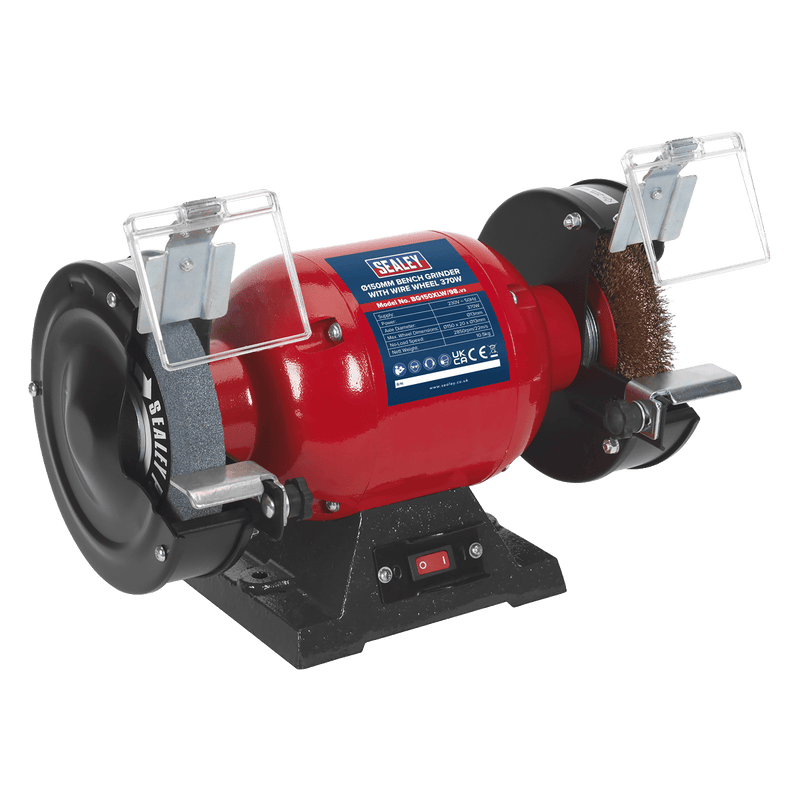 Sealey BG150XLW/98 Bench Grinder 150mm with Wire Wheel 370W/230V - BG150XLW/98 - Sealey Tools UK - Trade Counter Direct