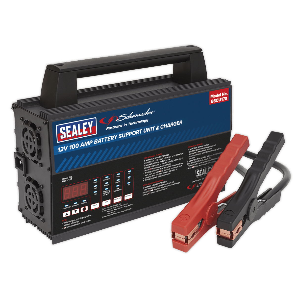Sealey BSCU170 Schumacher® Battery Support Unit & Charger - 12V 100A - BSCU170 - Sealey Tools UK - Trade Counter Direct
