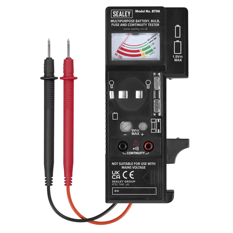 Sealey BT06 Multipurpose Battery, Bulb, Fuse & Continuity Tester - BT06 - Sealey Tools UK - Trade Counter Direct