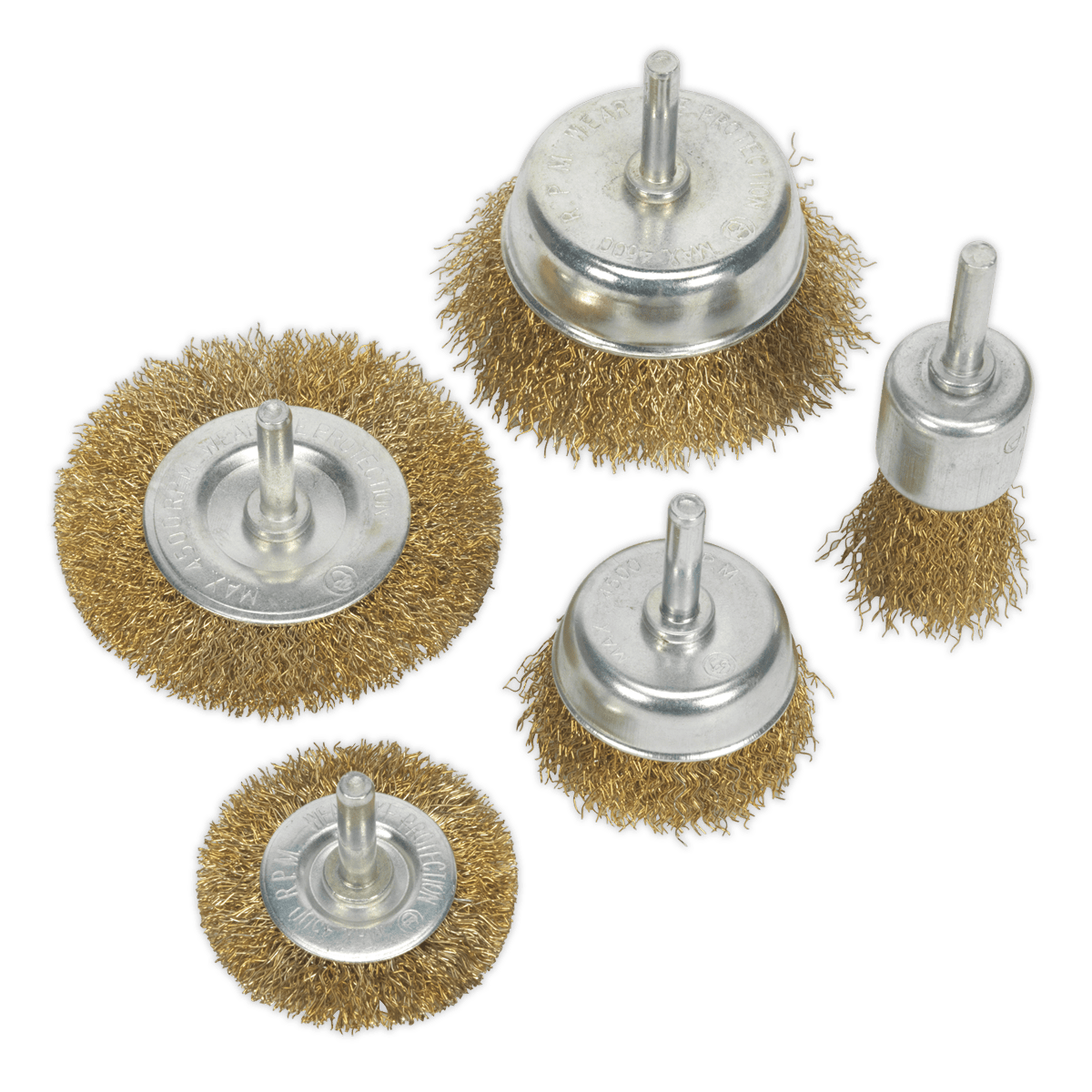 Sealey BWBS05 Wire Brush Set 5pc Brassed - BWBS05 - Sealey Tools UK - Trade Counter Direct