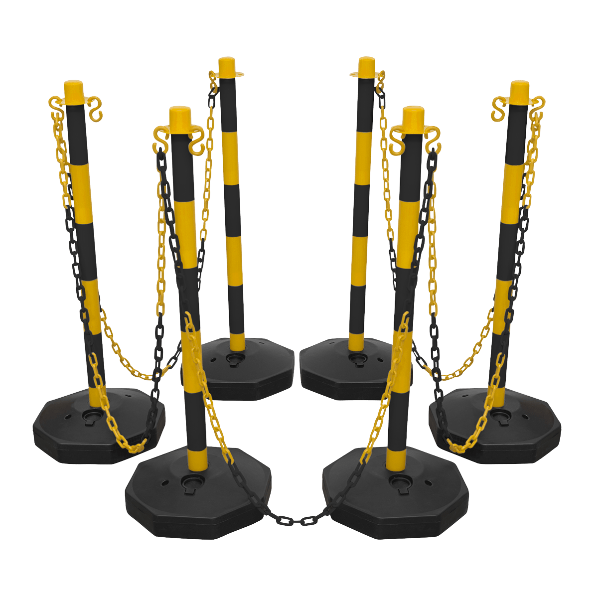 Sealey BYSBKIT Post & Chain Kit 25m - Black/Yellow - BYSBKIT - Sealey Tools UK - Trade Counter Direct