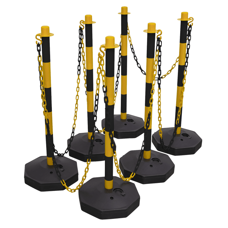 Sealey BYSBKIT Post & Chain Kit 25m - Black/Yellow - BYSBKIT - Sealey Tools UK - Trade Counter Direct