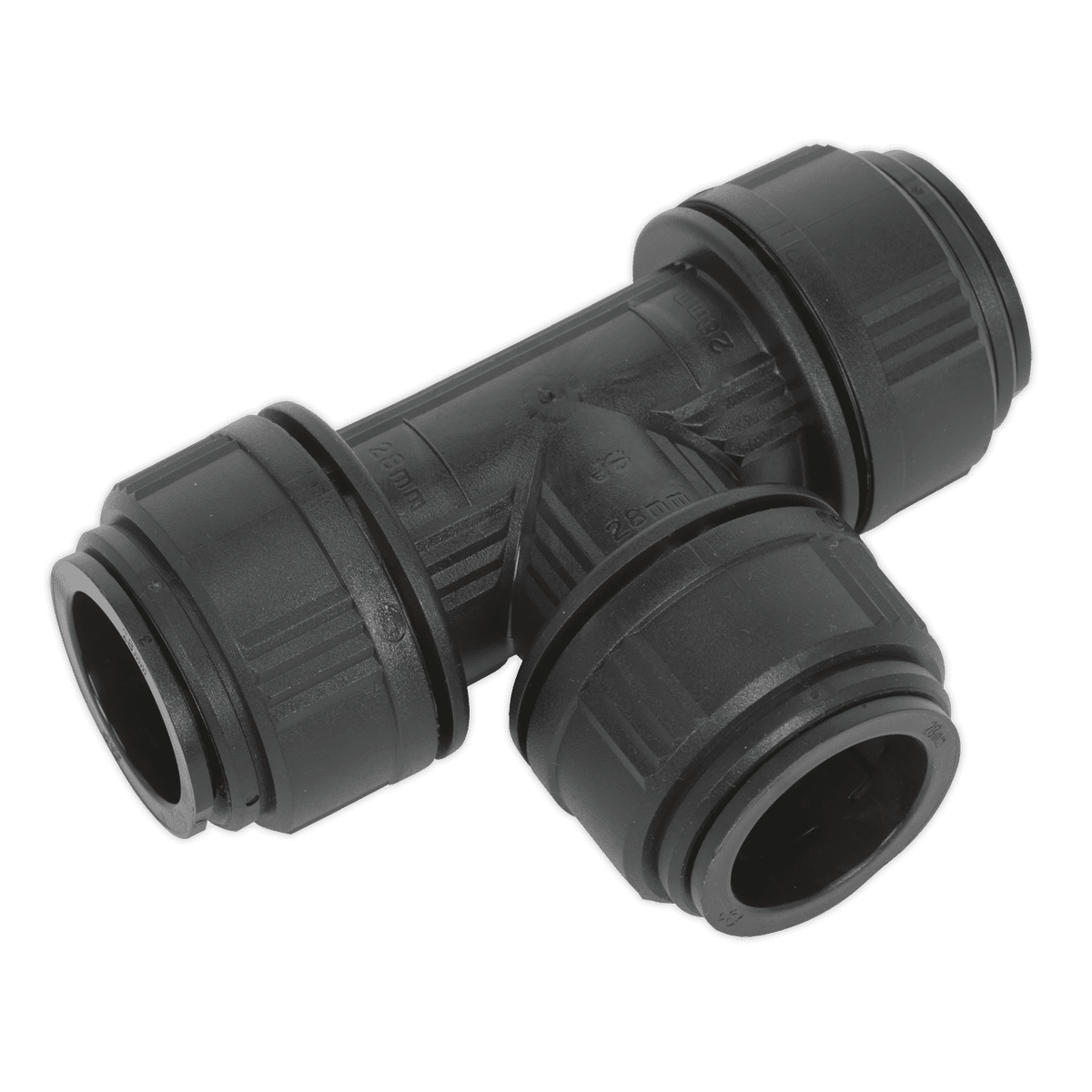 Sealey CAS28ET Equal Tee Ø28mm Pack of 5 (John Guest Speedfit® - PM0228E) - CAS28ET - Sealey Tools UK - Trade Counter Direct