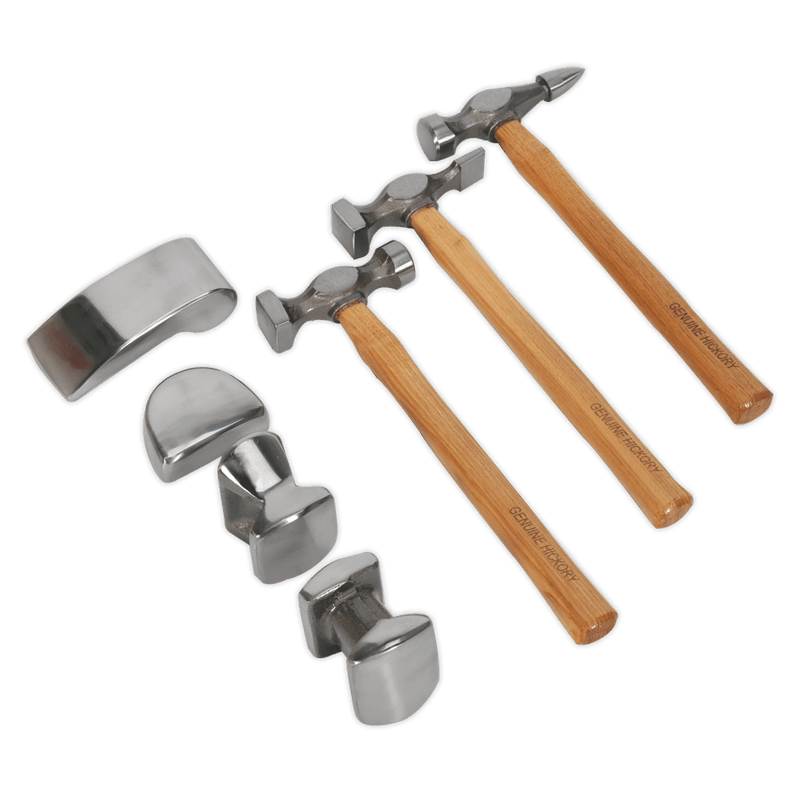 Sealey CB507 Panel Beating Set 7pc Drop - Forged Hickory Shafts - Panel Tools - SLY-11612 - Sealey Tools UK - Trade Counter Direct