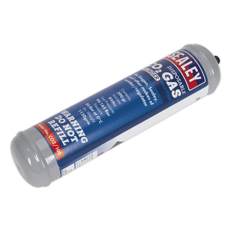 Sealey CO2/100 Gas Cylinder Disposable Carbon Dioxide 390g - CO2/100 - Sealey Tools UK - Trade Counter Direct