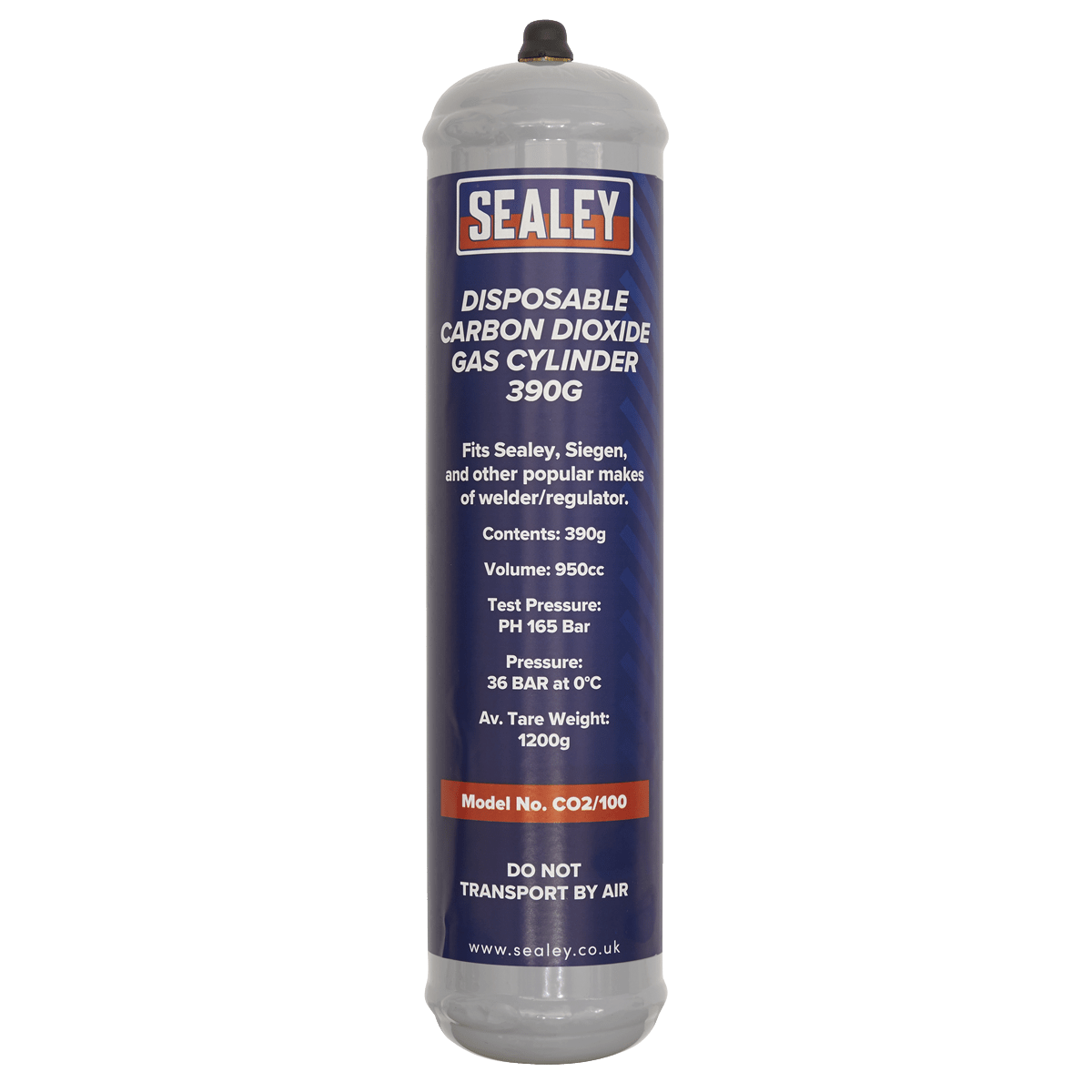 Sealey CO2/100/12 Disposable Carbon Dioxide Gas Cylinder 390g - Box of 12 - CO2/100/12 - Sealey Tools UK - Trade Counter Direct