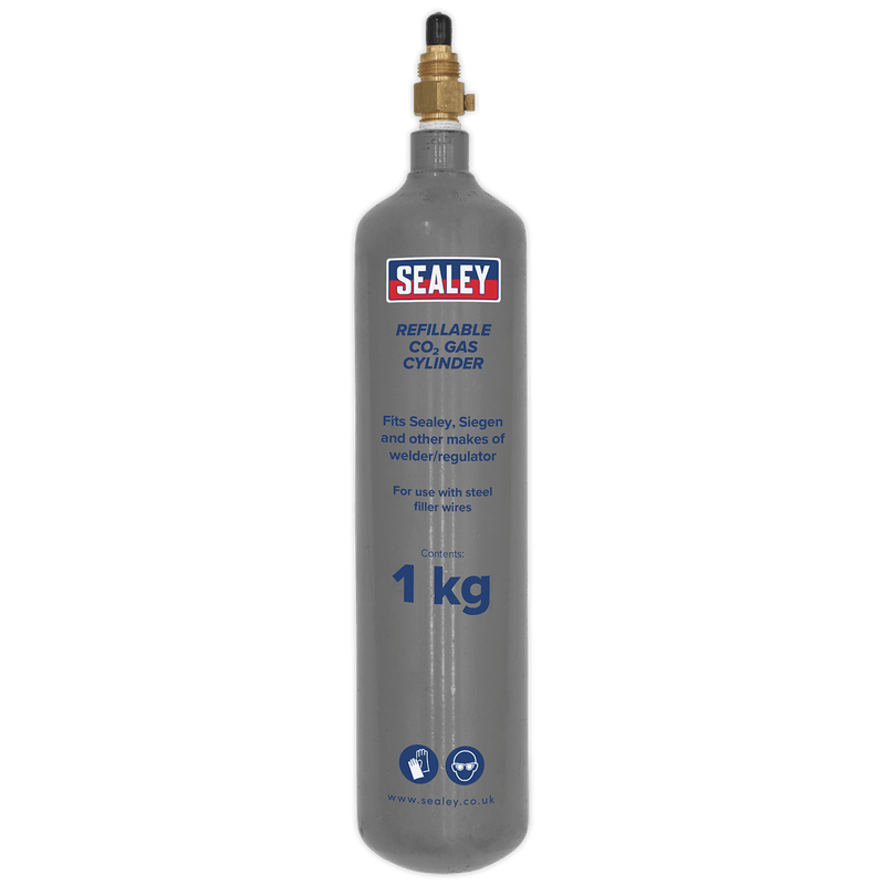Sealey CO2/1KG Refillable Carbon Dioxide Gas Cylinder 1kg - CO2/1KG - Sealey Tools UK - Trade Counter Direct