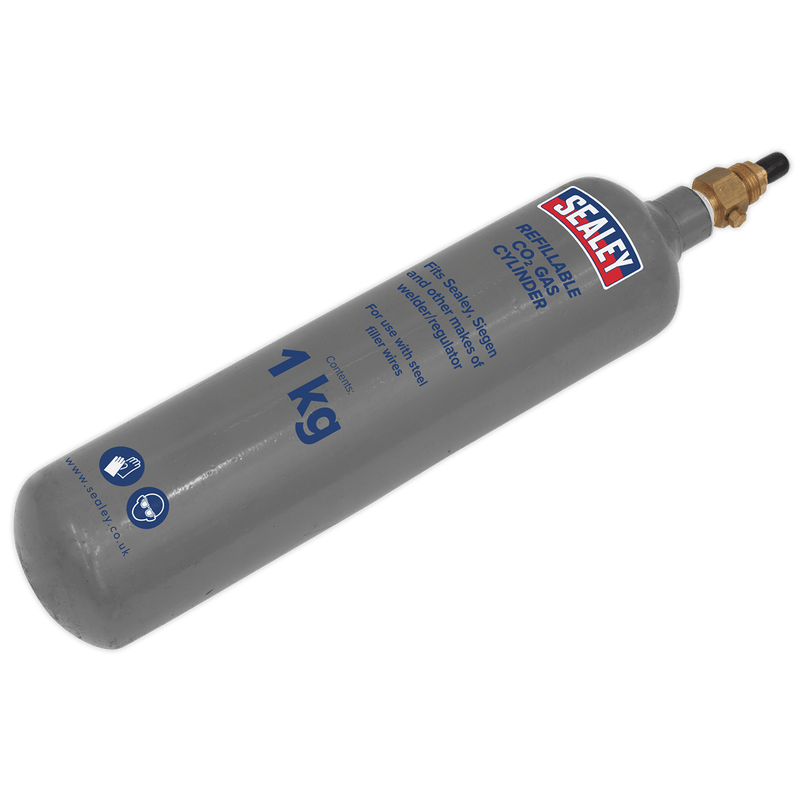 Sealey CO2/1KG Refillable Carbon Dioxide Gas Cylinder 1kg - CO2/1KG - Sealey Tools UK - Trade Counter Direct