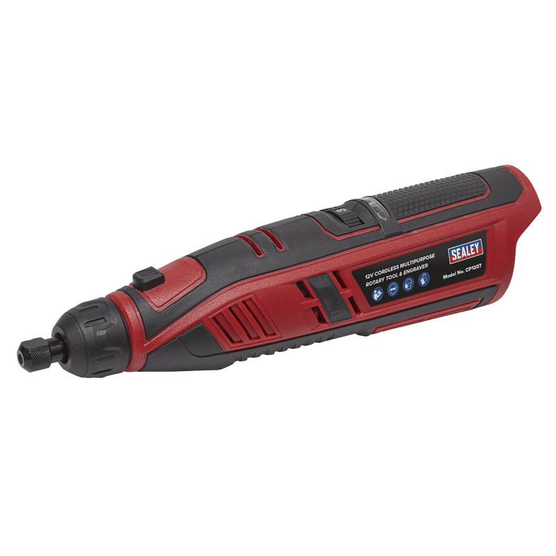 Sealey CP1207 Cordless Multipurpose Rotary Tool & Engraver Kit 49pc 12V Lithium - ion - Body Only - CP1207 - Sealey Tools UK - Trade Counter Direct