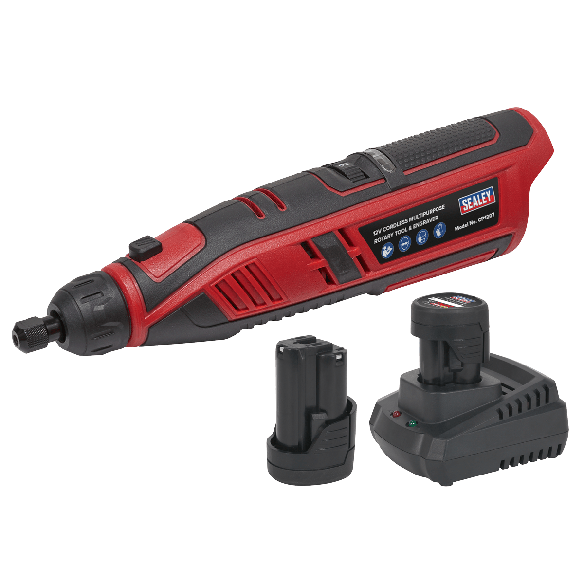 Sealey CP1207KIT Cordless Rotary Tool & Engraver Kit 49pc 12V - CP1207KIT - Sealey Tools UK - Trade Counter Direct