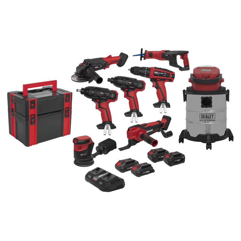 Sealey CP20VCOMBO4 SV20 Series 8 x 20V Cordless Tool Combo - 4 Batteries - CP20VCOMBO4 - Sealey Tools UK - Trade Counter Direct