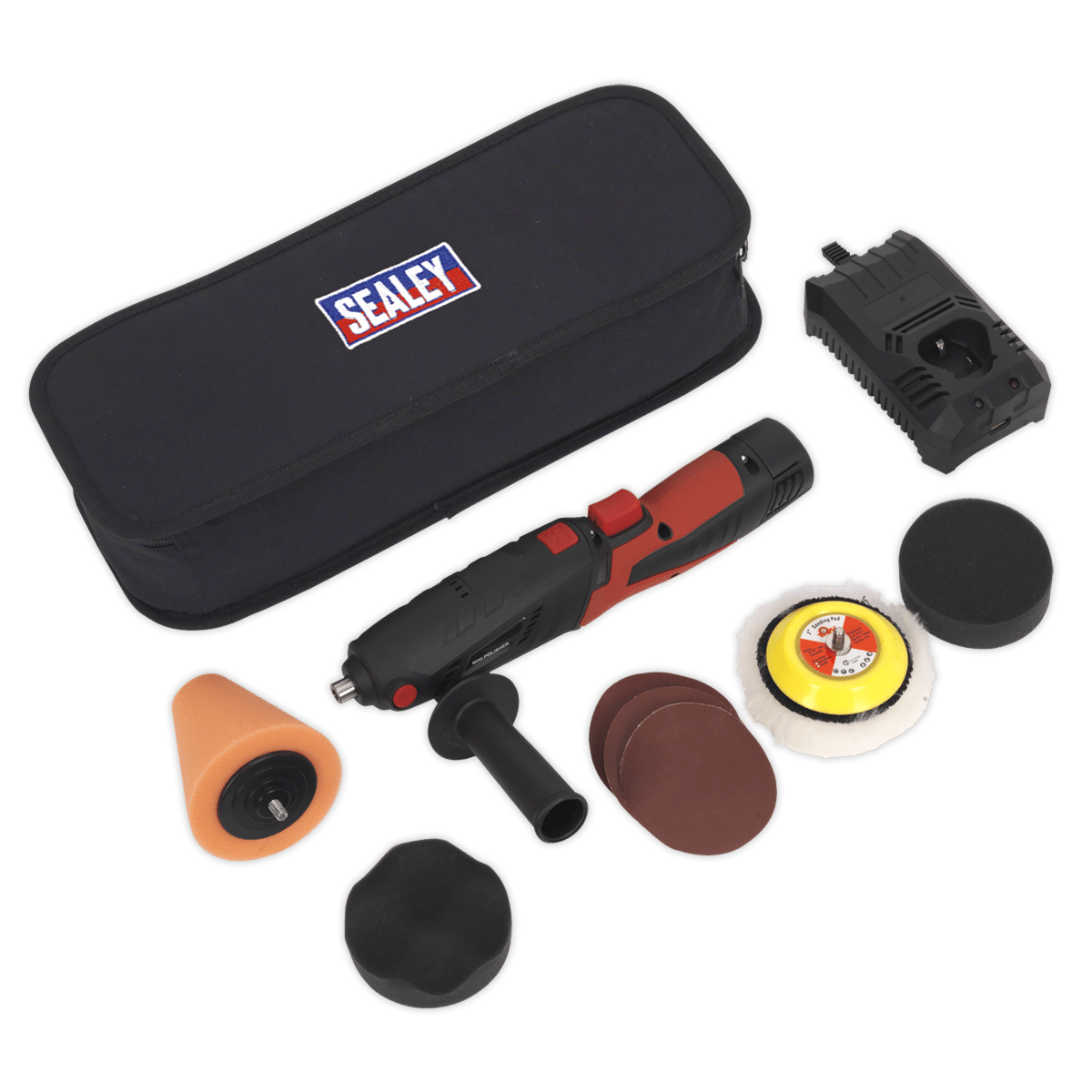 Sealey CP2812V Cordless Mini Sander/Polisher Kit Ø75mm 12V Lithium - ion - CP2812V - Sealey Tools UK - Trade Counter Direct