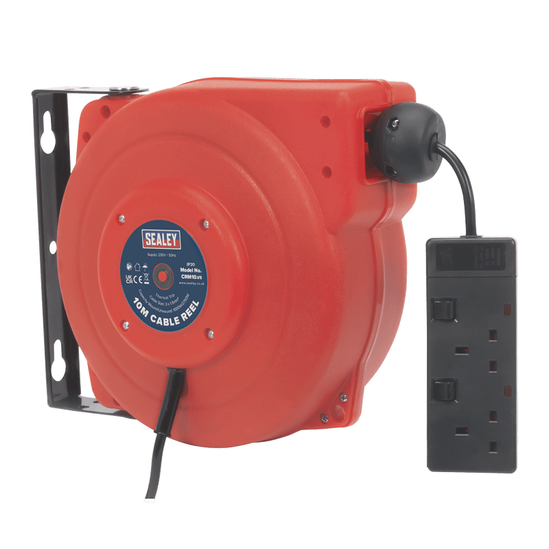 Sealey CRM10 Cable Reel System Retractable 10m 2 x 230V Socket - CRM10 - Sealey Tools UK - Trade Counter Direct