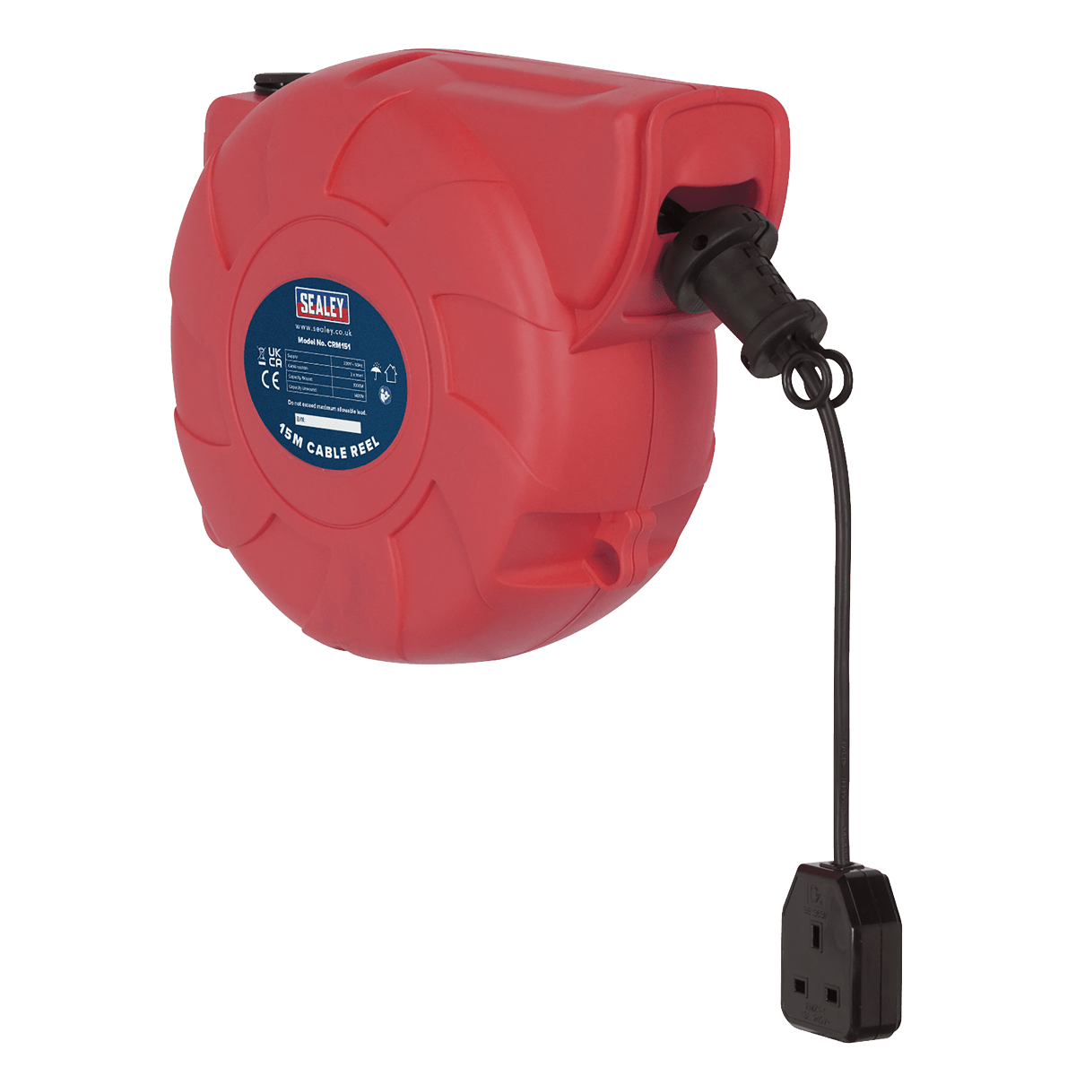 Sealey CRM151 Cable Reel System Retractable 15m 1 x 230V Socket - CRM151 - Sealey Tools UK - Trade Counter Direct