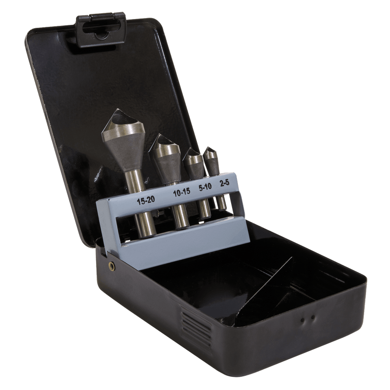 Sealey CSSET4O 90° Slotted Deburring Countersink Drill Bit Set 4pc - CSSET4O - Sealey Tools UK - Trade Counter Direct