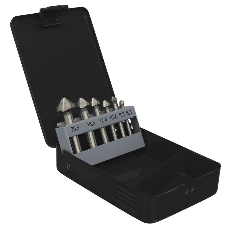 Sealey CSSET6V Countersink Bit Set 6pc - 3 x V Flutes - CSSET6V - Sealey Tools UK - Trade Counter Direct