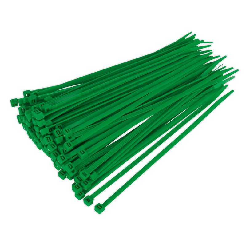 Sealey CT20048P100G 200 x 4.4mm Green Cable Tie - Pack of 100 - CT20048P100G - Sealey Tools UK - Trade Counter Direct