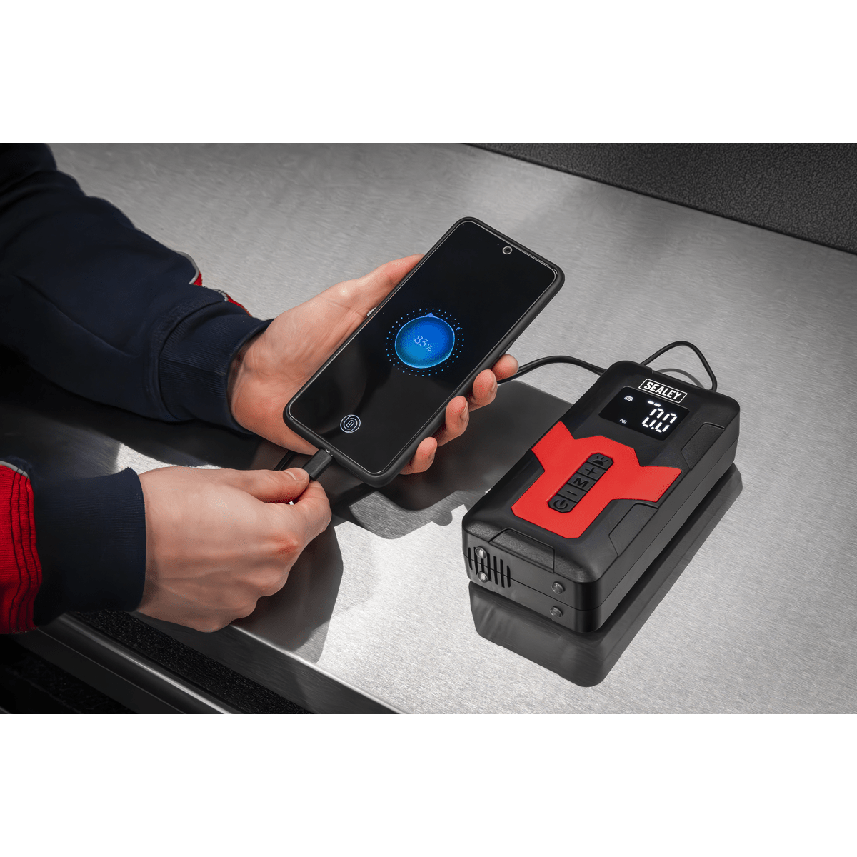 Sealey CTI140 Rechargeable Tyre Inflator & Power Bank with Worklight 12V - CTI140 - Sealey Tools UK - Trade Counter Direct