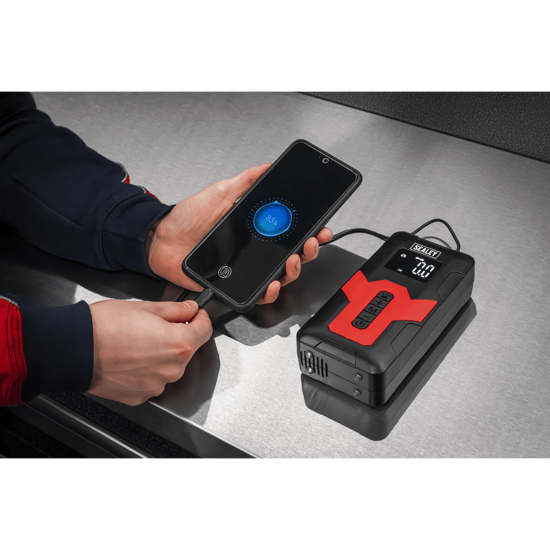 Sealey CTI140 Rechargeable Tyre Inflator & Power Bank with Worklight 12V - CTI140 - Sealey Tools UK - Trade Counter Direct